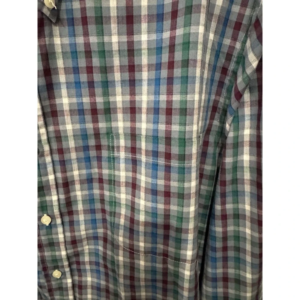 SADDLEBRED Men's Big & Tall Long Sleeve Plaid Shirt Jacket Blue Green 2XLT Large